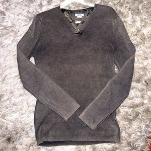 Helmet Lang long sleeve Henley in grey size small